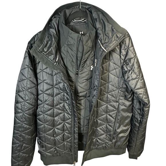 A259 Under Armour Coldgear Storm Reactor Thermal Cropped Run Vest Black Large - Picture 3 of 7